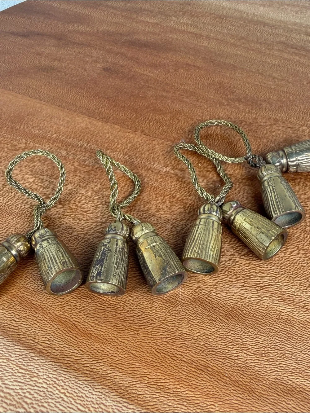 Vintage Brass twisted rope and tassels Napkin Rings SET OF 4
